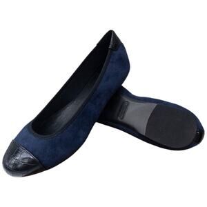 Nine West Cap Toe Ballet Flats Navy Blue Women's Size 9.5